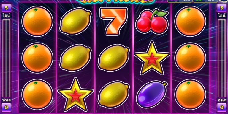หน้าเล่นภายในเกม Hot Fruits