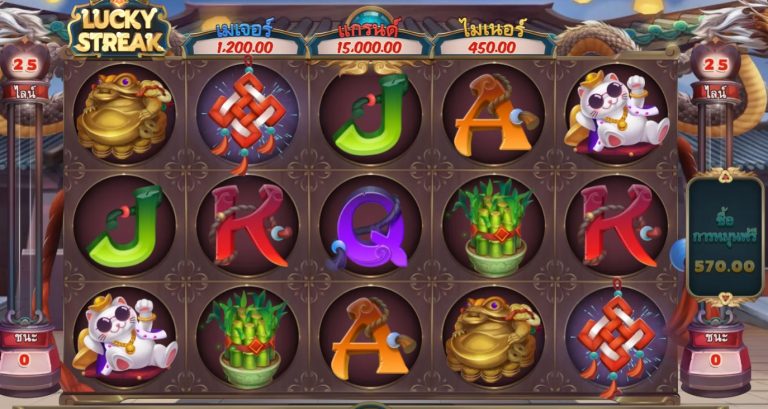 หน้าเล่นหลักภายในเกม Lucky Streak