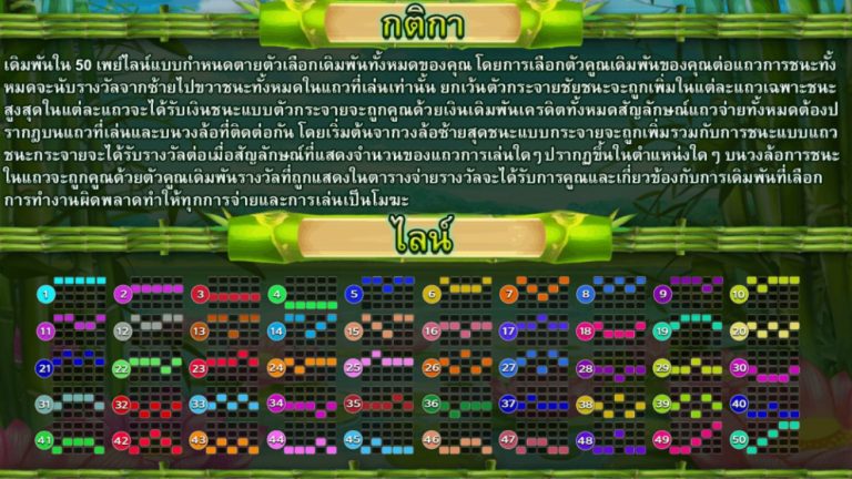 กติกาและไลน์เล่นของเกม Wild Giant Panda
