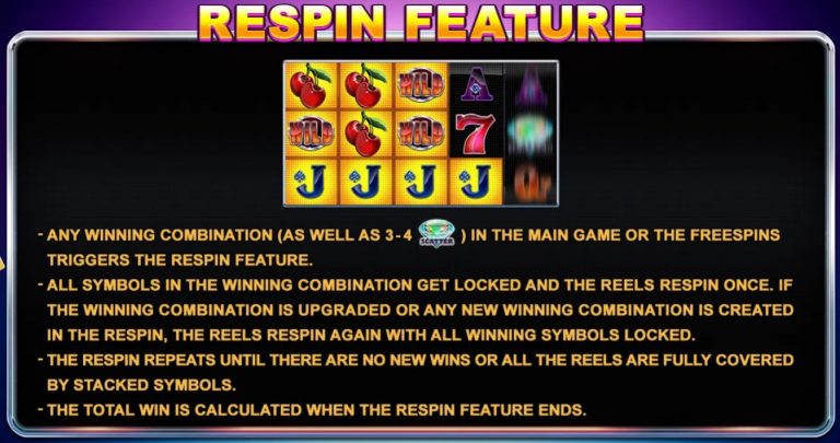 ฟีเจอร์รีฟรีสปินของเกม Respin mania