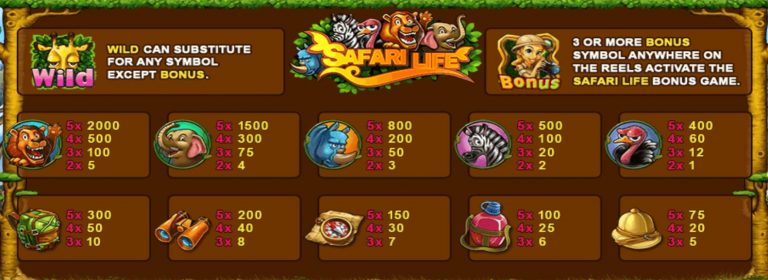 สัญลักษณ์ของเกม Safari Life