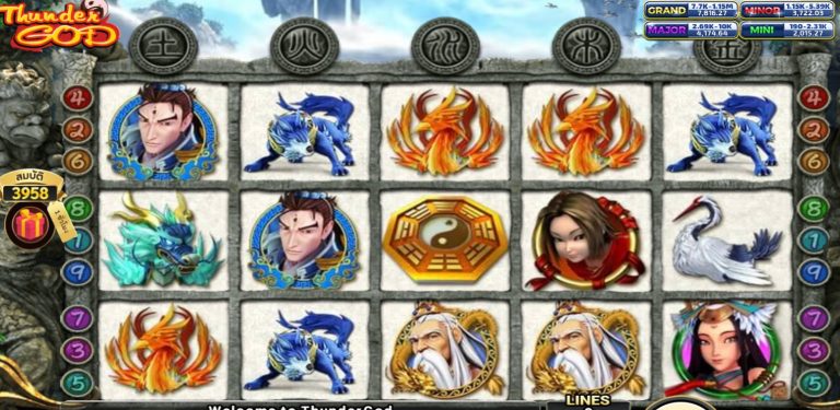 หน้าเล่นของเกม Thunder God