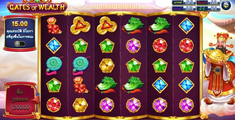 หน้าเล่นหลักภายในเกม Gates Of Wealth