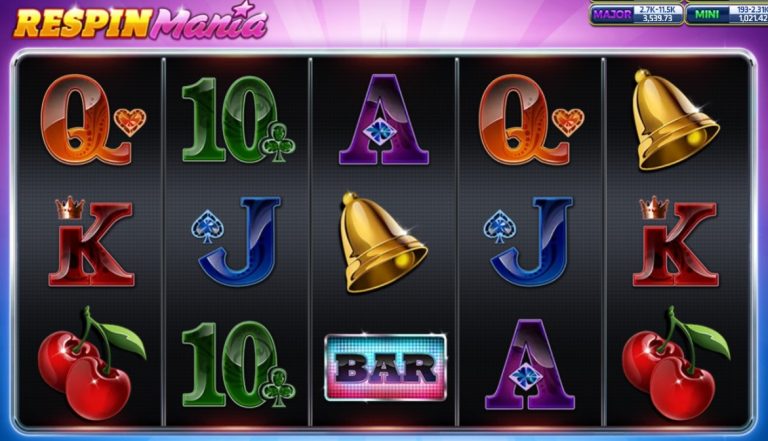หน้าเล่นหลักภายในเกม Respin mania